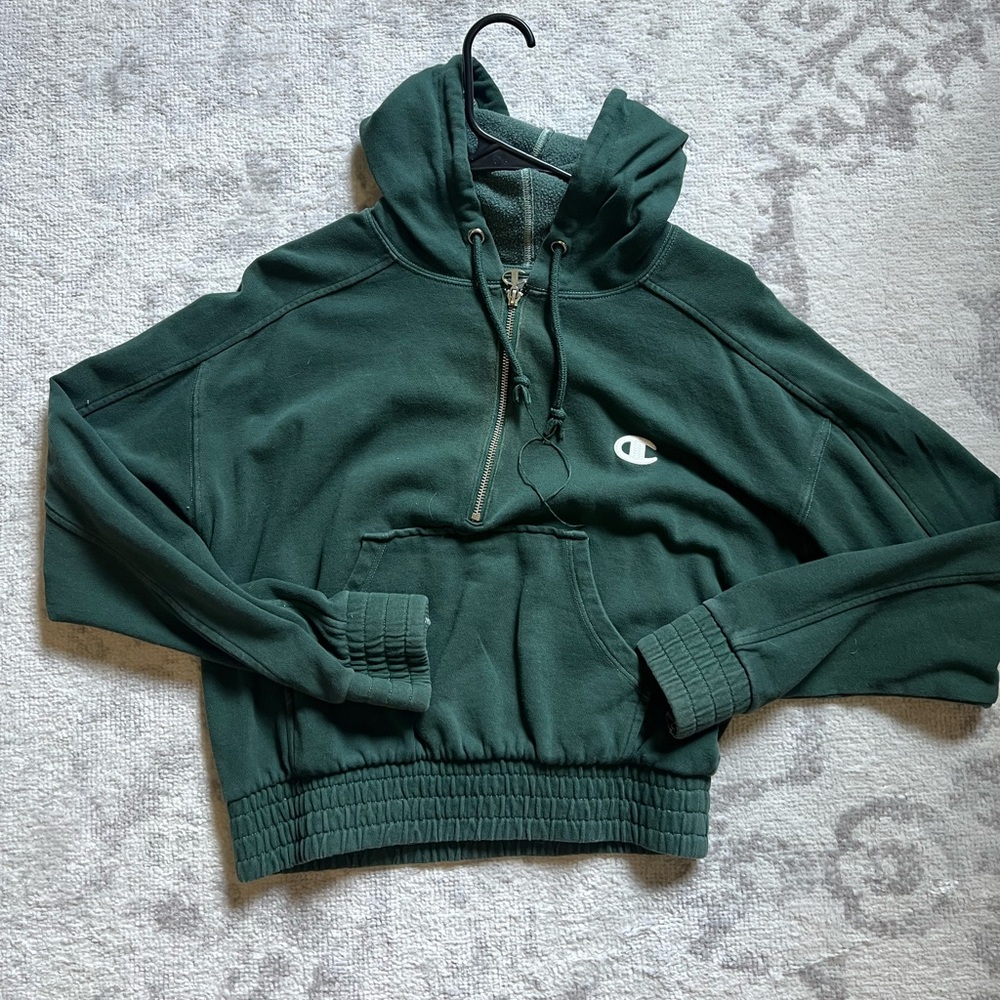Champion vintage cropped half zip hoodie